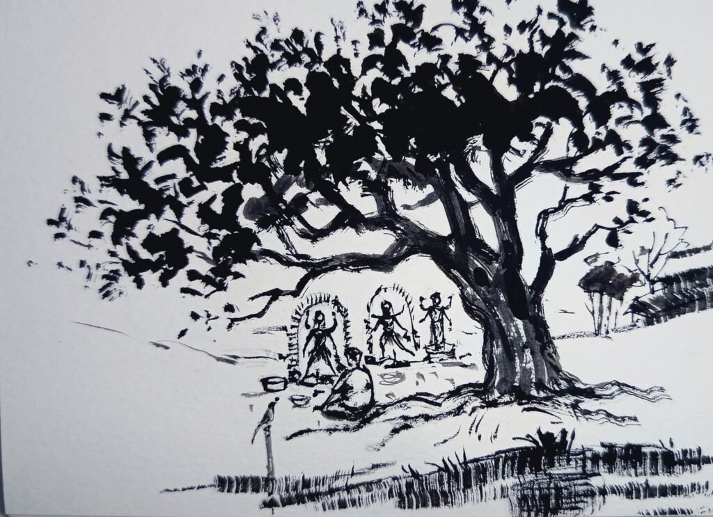 সুব্রতকাকু প্রতিমা বানান। 