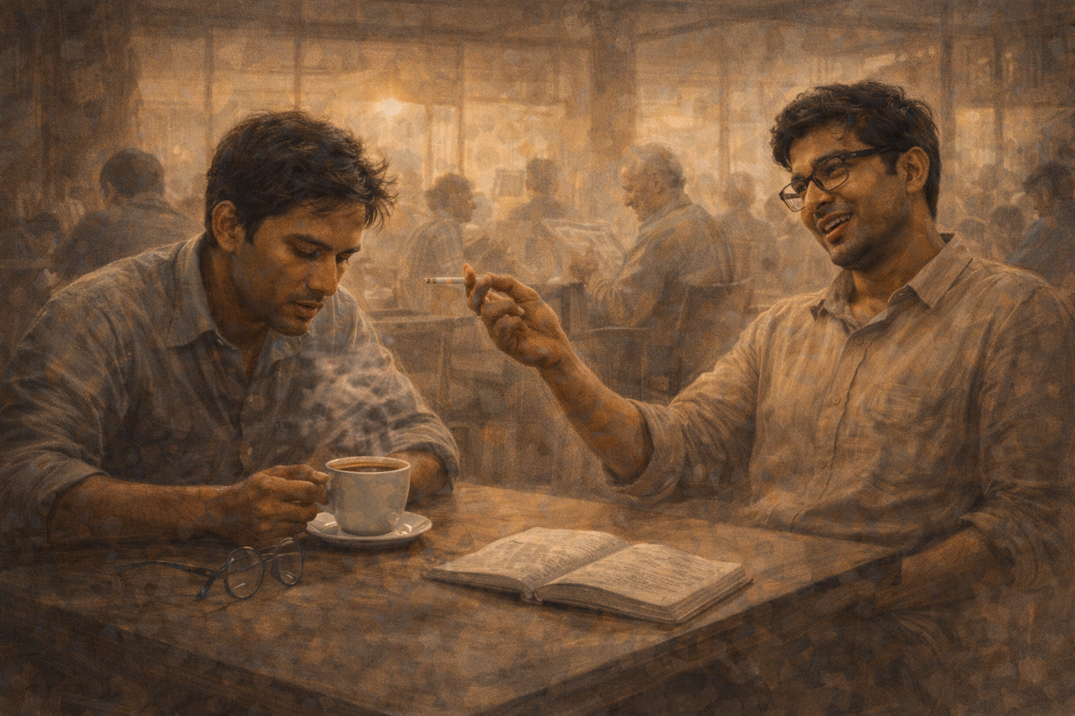 কফি হাউসে বসে