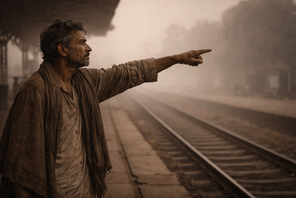 pointing towards the unknown path