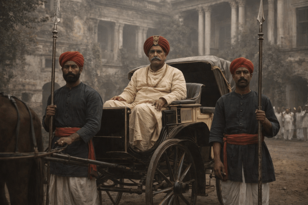 zamindar in carriage with guards