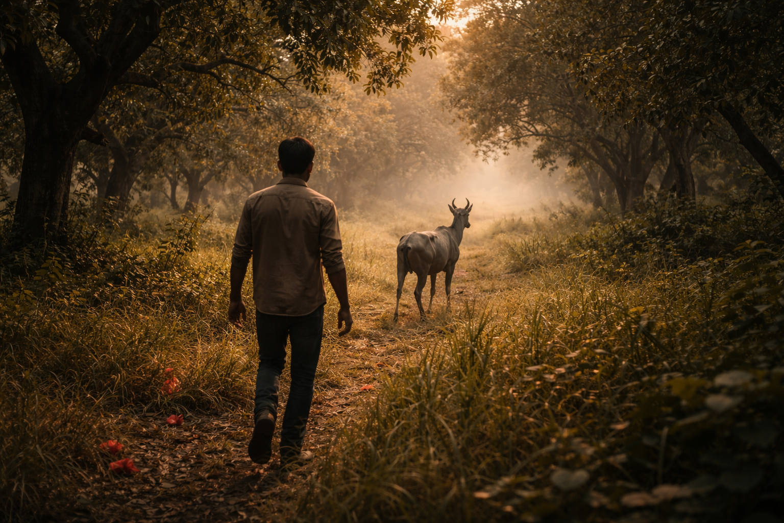 chasing the blue bull in golden light