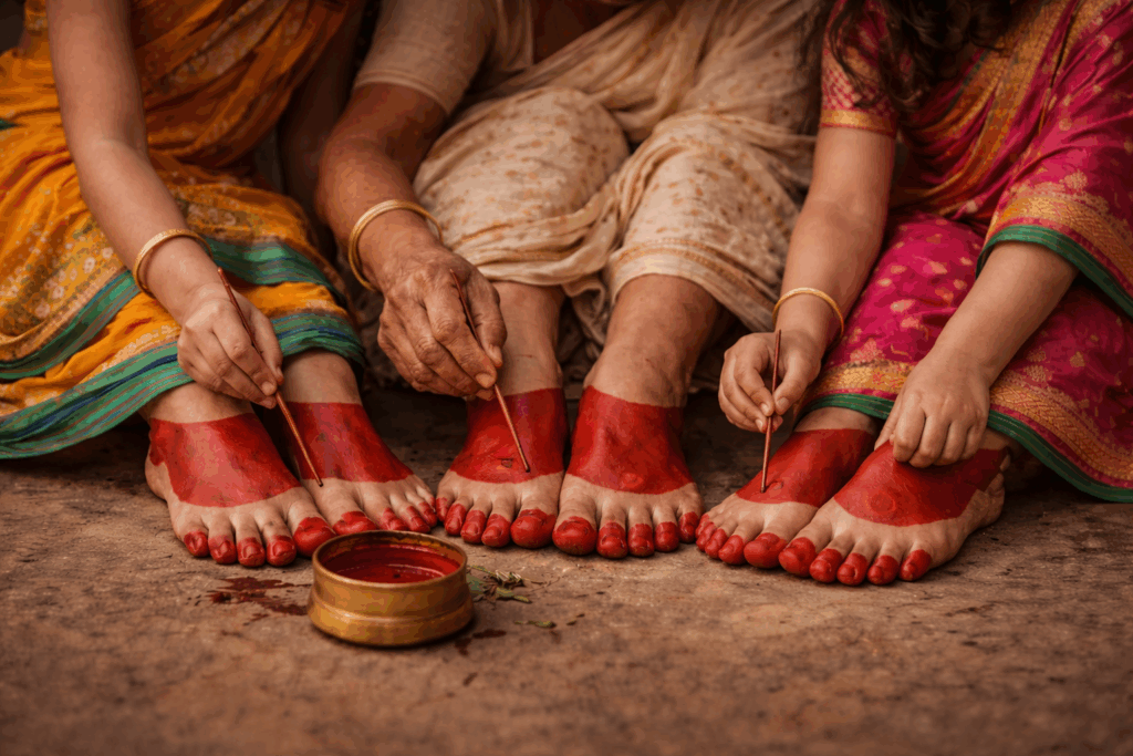 traditional alta painting on feet
