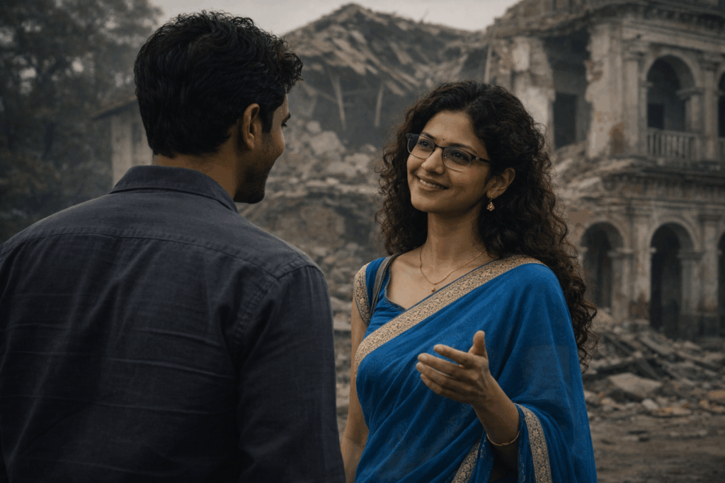 a moment of warmth in ruins